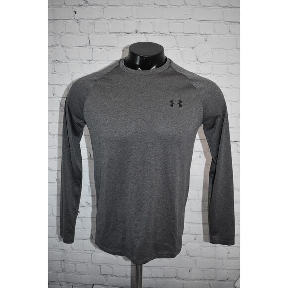 Under Armour Shirt Men Size Small Gym Performance HeatGear Long Sleeve Gray - Picture 2 of 6